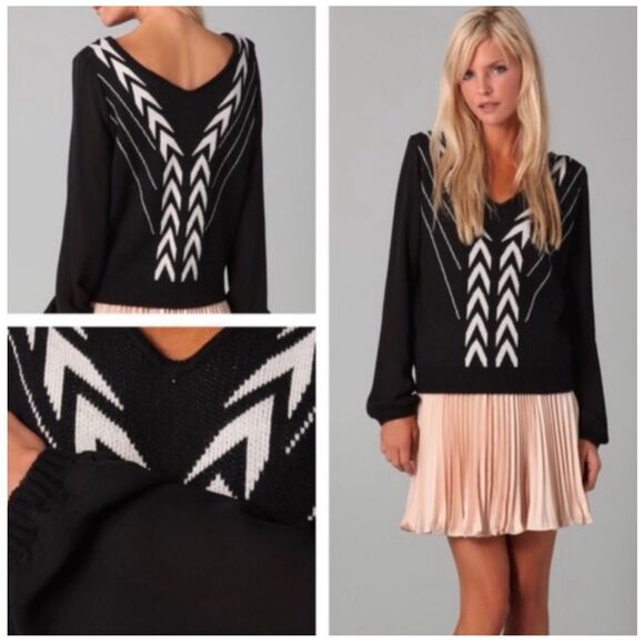 Anthropologie Black & White Addison Story V-neck Swester Size S Knit Basic - Picture 1 of 9